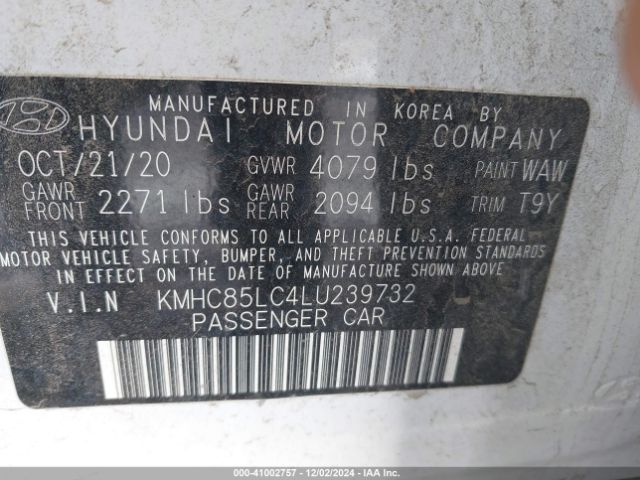 KMHC85LC4LU239732 Hyundai Ioniq Hybrid Sel