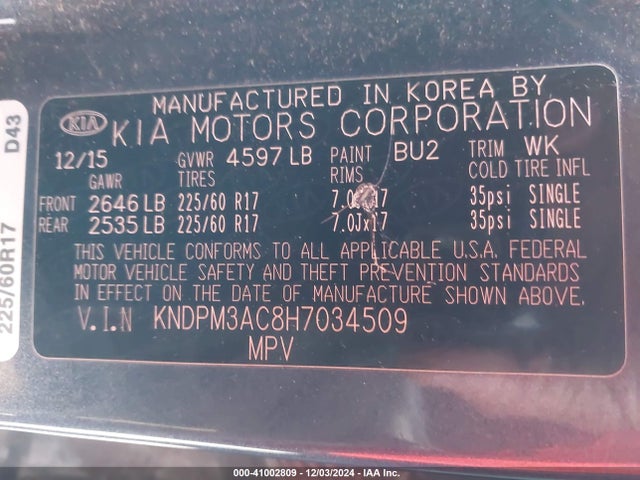 KIA Sportage Lx 2017 KNDPM3AC8H7034509 Image 9