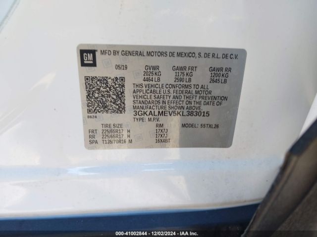 3GKALMEV5KL383015 GMC Terrain Sle