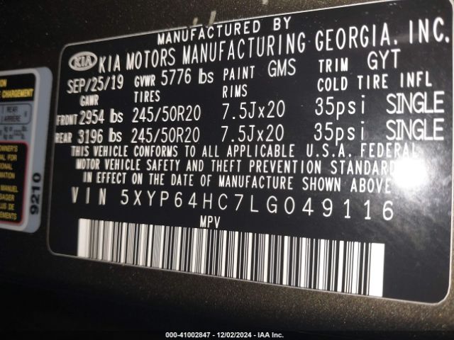 5XYP64HC7LG049116 KIA Telluride S
