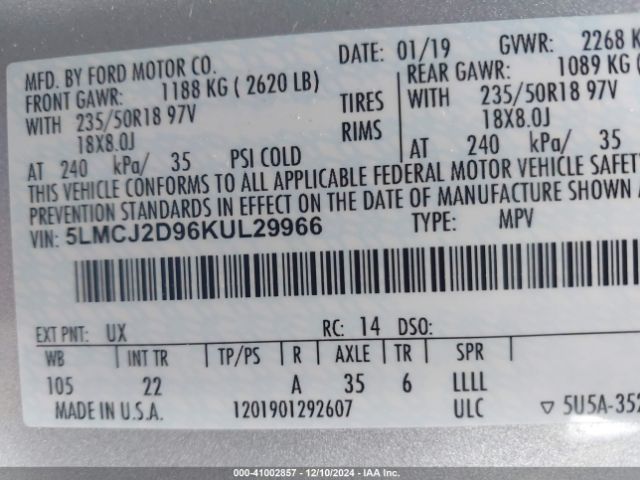 5LMCJ2D96KUL29966 Lincoln MKC SELECT