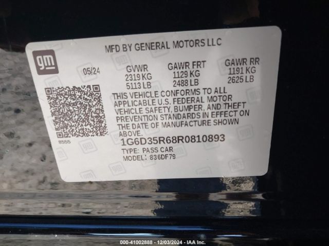 1G6D35R68R0810893 Cadillac Ct5-v V-series Blackwing