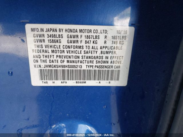 JHMGK5H98HS005213 Honda Fit Ex-l