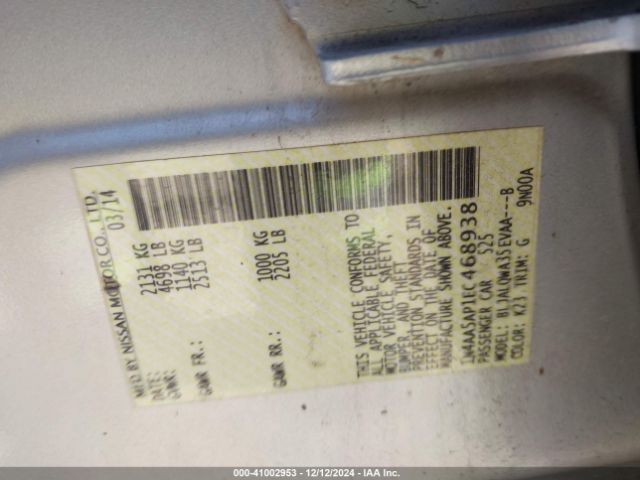 1N4AA5AP1EC468938 Nissan Maxima 3.5 S