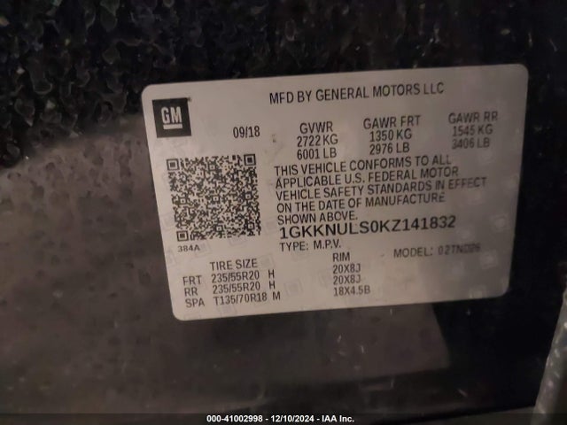 1GKKNULS0KZ141832 GMC Acadia Slt-1