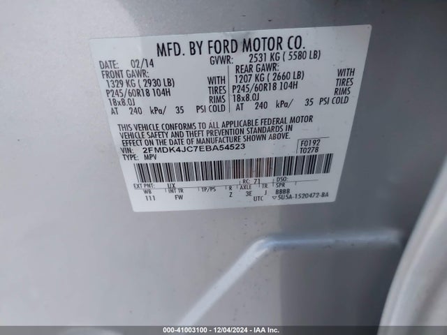 Ford EDGE SEL 2014 2FMDK4JC7EBA54523 Image 9