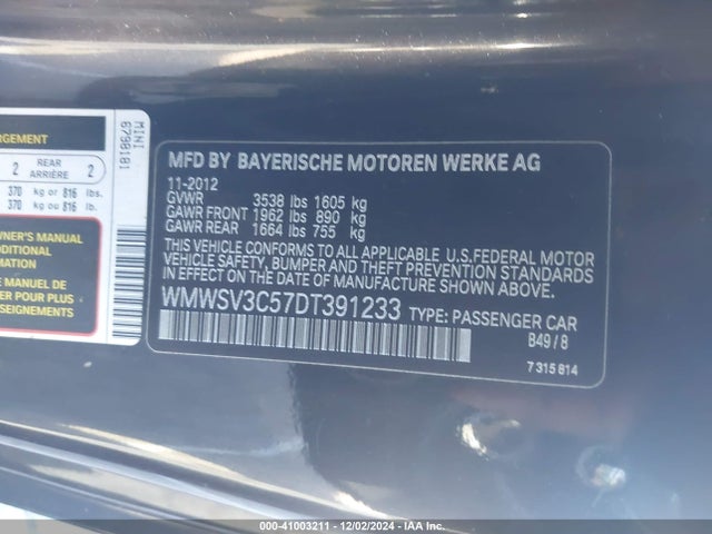 2013 MINI HARDTOP WMWSV3C57DT391233 Photo 8