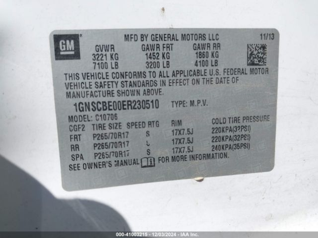 1GNSCBE00ER230510 Chevrolet Tahoe Lt