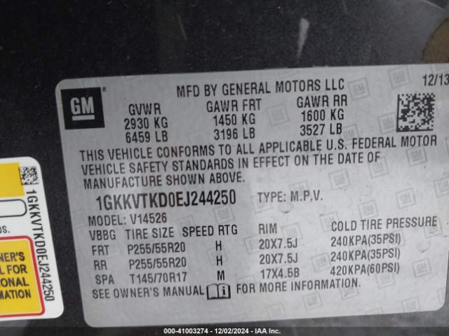 1GKKVTKD0EJ244250 GMC Acadia Denali