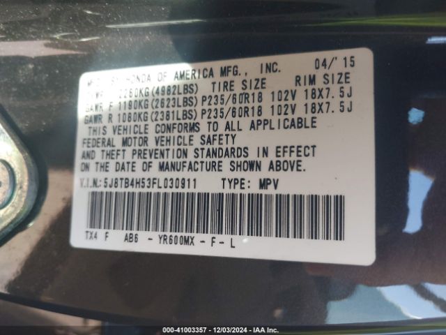 5J8TB4H53FL030911 Acura RDX