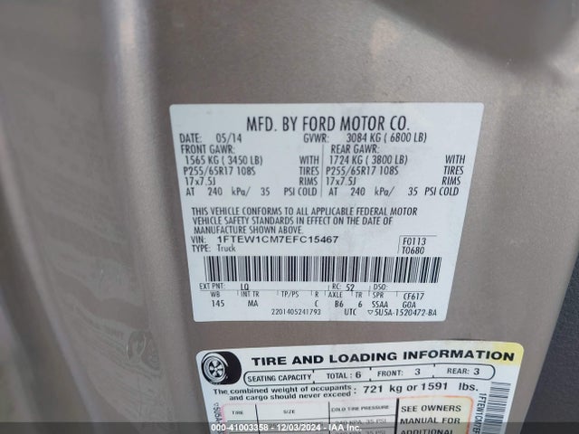 Ford F-150 Xlt 2014 1FTEW1CM7EFC15467 Image 9