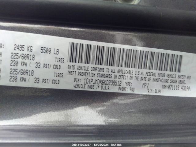 1C4PJMDX6KD239512 Jeep Cherokee Limited 4x4