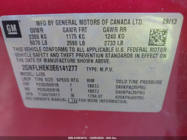 2GNFLHEK0E6141277 Chevrolet Equinox Ltz