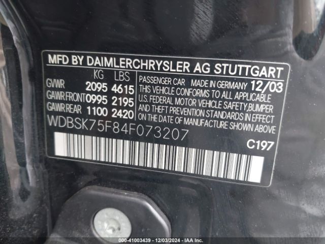 2004 MERCEDES-BENZ SL-CLASS WDBSK75F84F073207 Photo 8