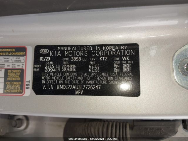 KNDJ22AU3L7726247 KIA SOUL LX