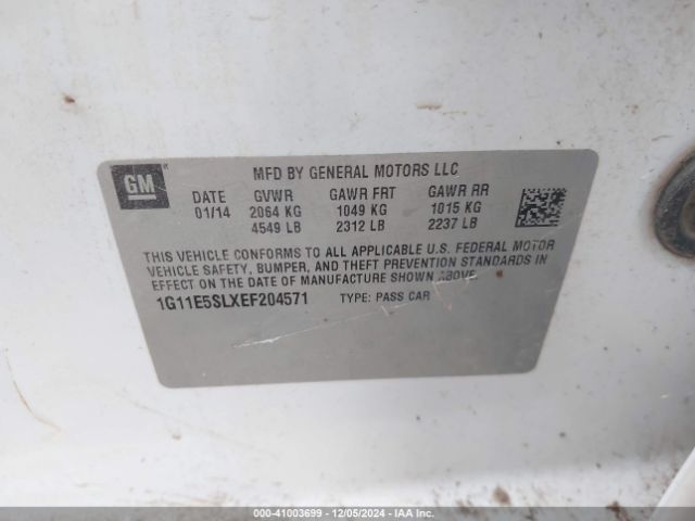 1G11E5SLXEF204571 Chevrolet MALIBU 2LT
