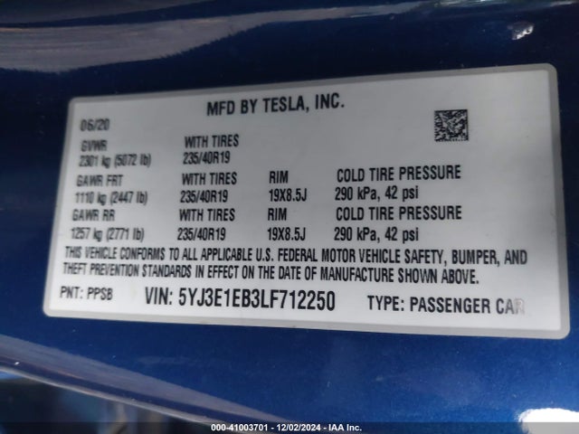 2020 TESLA MODEL 3 5YJ3E1EB3LF712250 Photo 8
