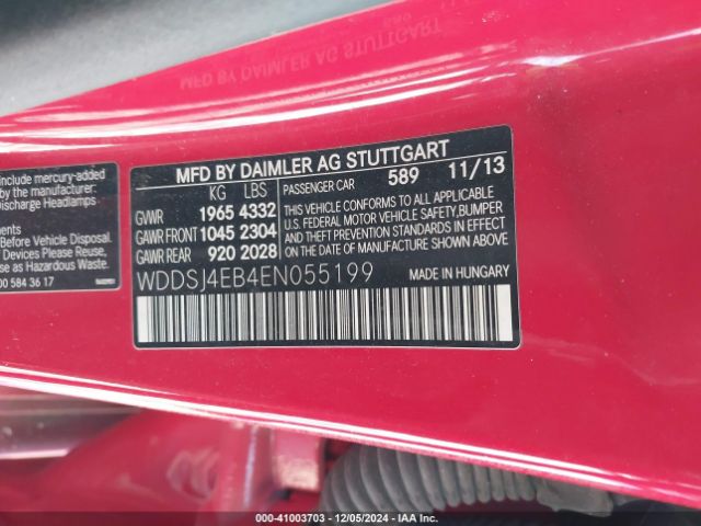 WDDSJ4EB4EN055199 Mercedes-Benz CLA 250