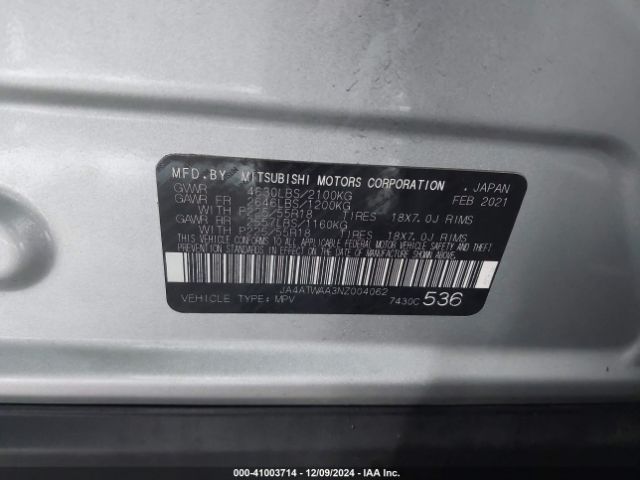 2022 MITSUBISHI ECLIPSE CROSS JA4ATWAA3NZ004062 Photo 8