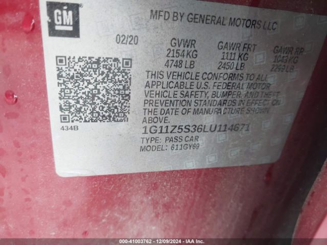 1G11Z5S36LU114671 Chevrolet Impala Fwd Lt