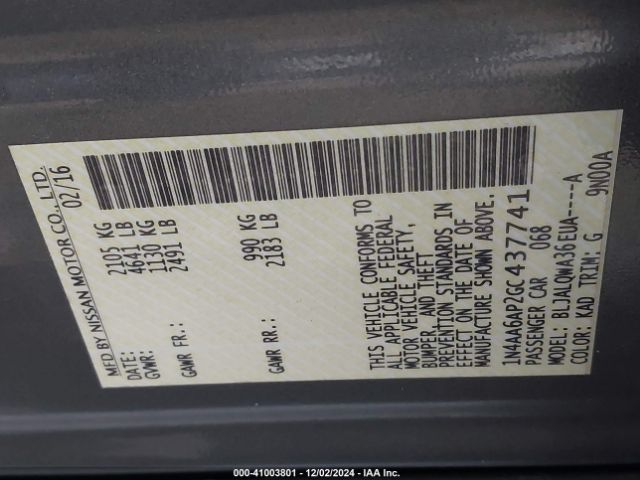 1N4AA6AP2GC437741 Nissan Maxima 3.5 S