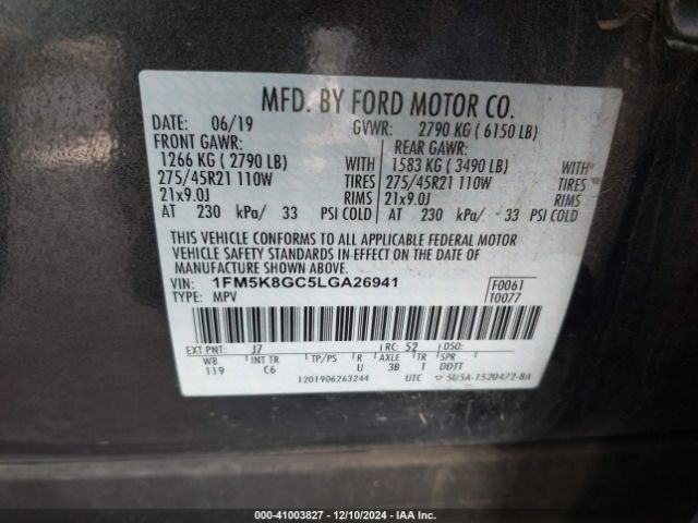 1FM5K8GC5LGA26941 Ford Explorer St