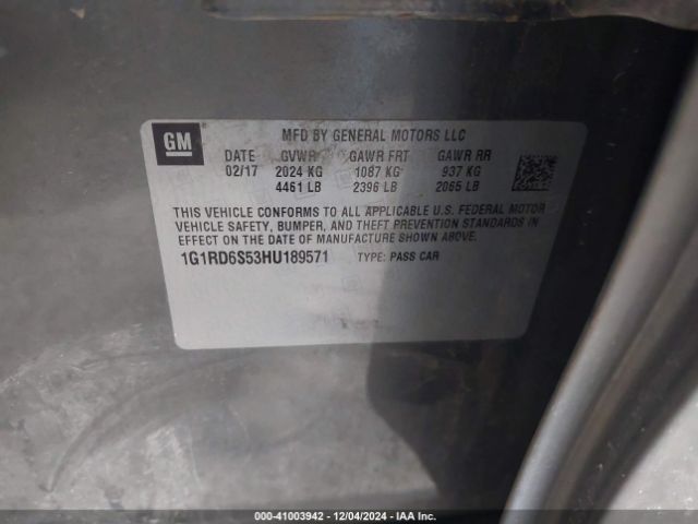 1G1RD6S53HU189571 Chevrolet Volt Premier