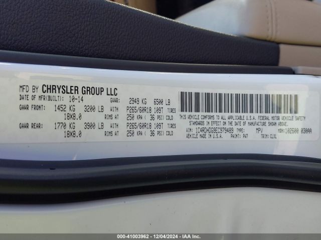 1C4RDHDG9EC979489 Dodge DURANGO LIMITED