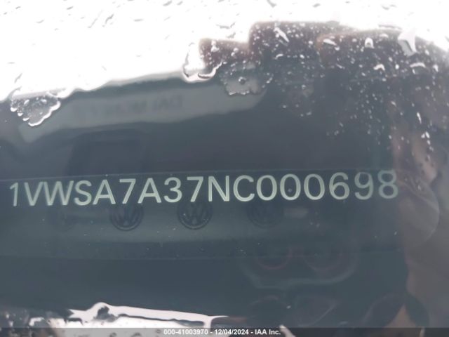 1VWSA7A37NC000698 Volkswagen Passat 2.0t Se