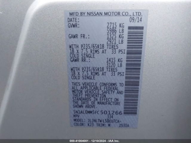 5N1AL0MM5FC501266 Infiniti QX60