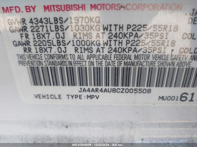 2012 MITSUBISHI OUTLANDER SPORT JA4AR4AU8CZ005508 Photo 8