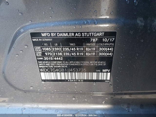 WDCTG4GB1JJ453735 Mercedes-Benz Gla 250 4matic