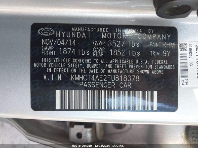 KMHCT4AE2FU818378 Hyundai ACCENT GLS