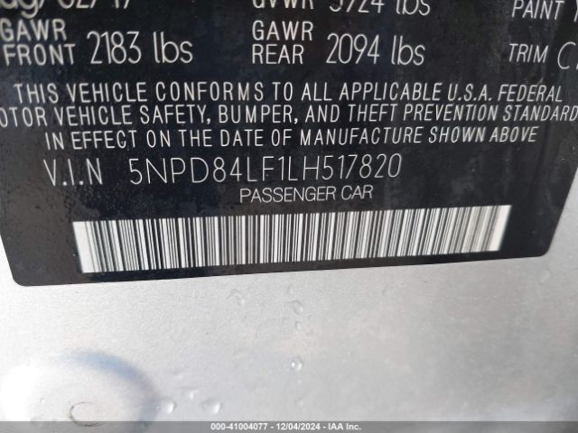 5NPD84LF1LH517820 Hyundai Elantra Limited