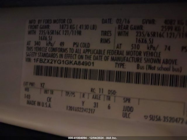 1FBZX2YG1GKA84901 Ford Transit-350 Xlt