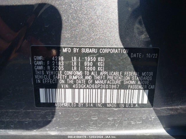 4S3GKAD66P3601967 Subaru Impreza Premium