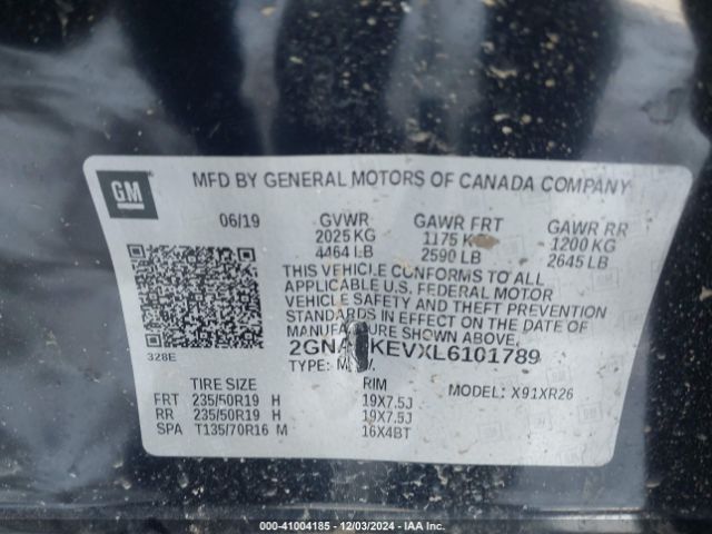 2GNAXKEVXL6101789 Chevrolet Equinox Fwd Lt 1.5l Turbo