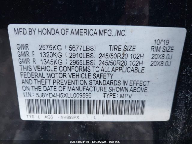 5J8YD4H5XLL009596 Acura Mdx Technology Package