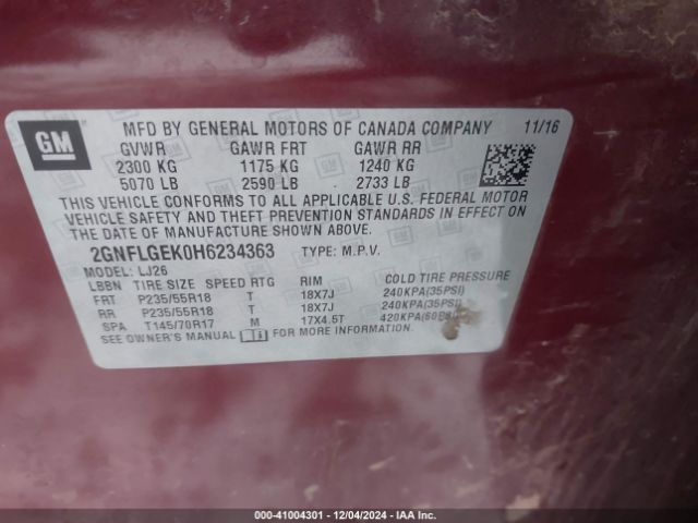 2GNFLGEK0H6234363 Chevrolet Equinox Premier