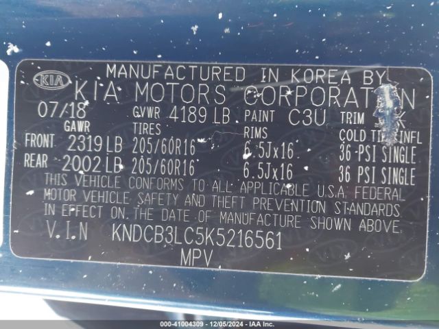 KNDCB3LC5K5216561 KIA NIRO LX