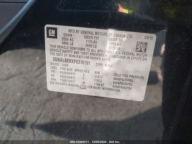 2GNALBEKXF6316191 Chevrolet EQUINOX 1LT