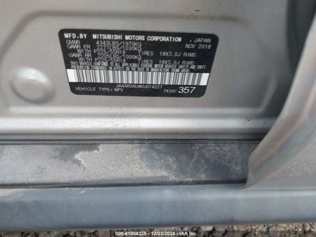 2019 MITSUBISHI OUTLANDER SPORT JA4AR3AU4KU014227 Photo 8