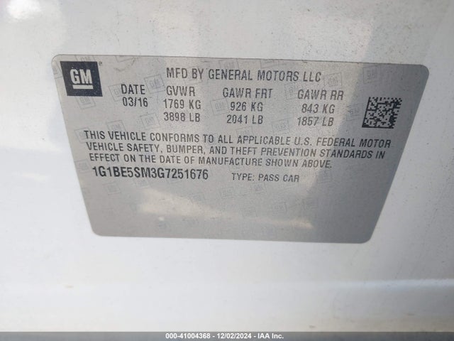 Chevrolet Cruze Lt Auto 2016 1G1BE5SM3G7251676 Image 9