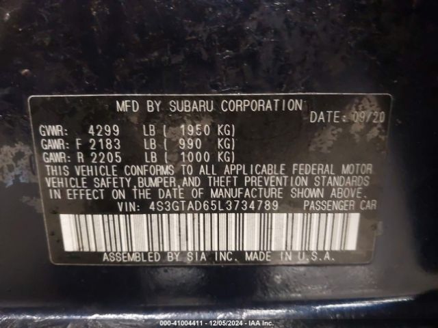 4S3GTAD65L3734789 Subaru Impreza Premium 5-door