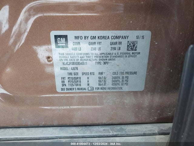 Buick Encore Convenience 2016 KL4CJFSBXGB540511 Image 9
