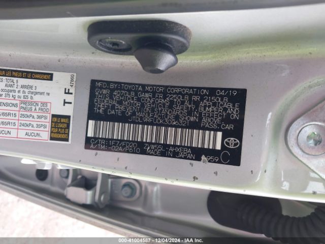 JTDL9RFU0K3006321 Toyota Prius Le