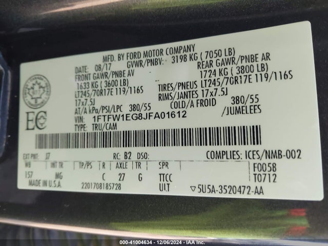 Ford F-150 Xlt 2018 1FTFW1EG8JFA01612 Image 9