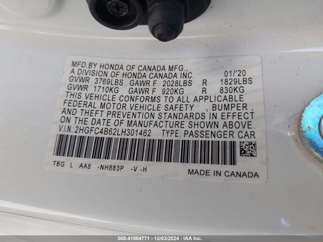 Honda Civic Lx 2020 2HGFC4B62LH301462 Image 9