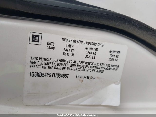 2000 CADILLAC DEVILLE 1G6KD54Y9YU334657 Photo 8