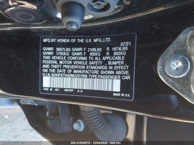 SHHFK7H42MU231556 Honda Civic Sport